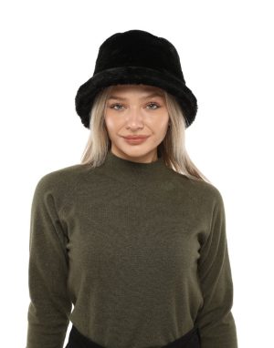 kadın siyah peluş şapka
