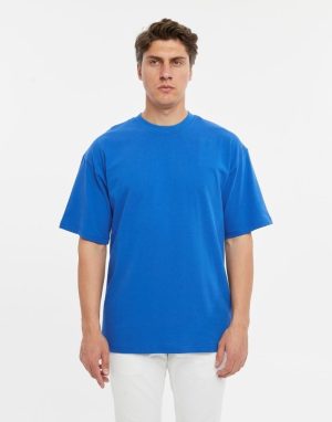 erkek oversize saks mavi tişört