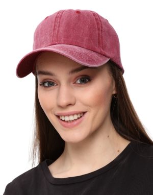 unisex yıkamalı bordo basic kep şapka