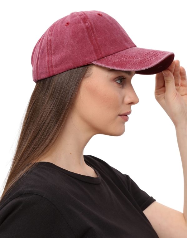 unisex yıkamalı bordo basic kep şapka